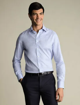 Slim Fit Non Iron Check Twill Shirt Blue male - Charles Tyrwhitt - FashionsVida