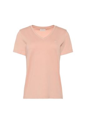 Calvin T-shirt droit col V en coton Rose XL Female