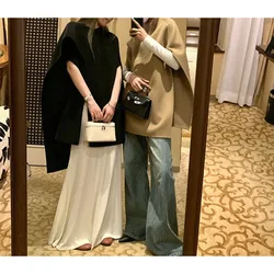 Women's Double-Sided Woolen Cape Coat, Autumn and Winter High-End Elegant Jacket