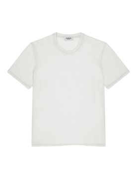 T-shirt con scollo in misto di cotone