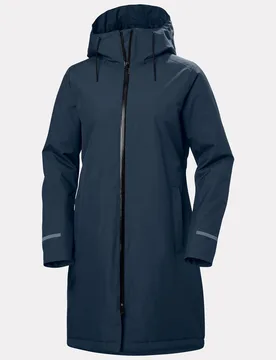 Women's Aspire Long Hooded Raincoat Navy S - Navy Blue - Female - Helly Hansen - FashionsVida