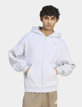 Mens Felpa Con Cappuccio Kit Small Logo Full-zip - Grigio, grigio grigio Uomo taglia L - Adidas - FashionsVida