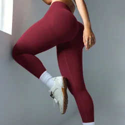 Leggings sin costuras de cintura alta de unicolor para uso diario, fitness y yoga para mujeres