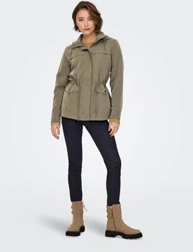 Parka de mujer con capucha y cintura fruncida - Only - FashionsVida