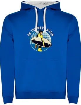 Sweat à Capuche On The Wave Bicolor Royal Blue / White M Homme - Kruskis - FashionsVida