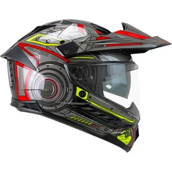 Casco Moto Integrale 366T DUAL TECH Nero Rosso Giallo fl taglia XS