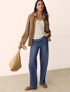 Suede Long Sleeve Shacket Latte female - Per Una - FashionsVida
