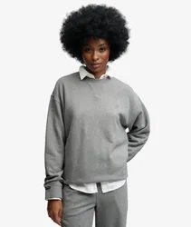Superdry Damen Baumwolle Gesticktes Logo Studios Sweatshirt Mit Rundhalsausschnitt, Hellgrau, Größe: 36