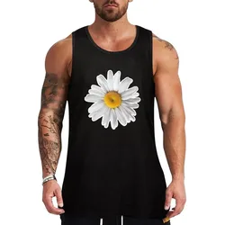 Daisy Blues - Daisy Pattern on Cornflower Blue Tank Top Outdoor Casual Tank Top Sleeveless Loose Summer Top