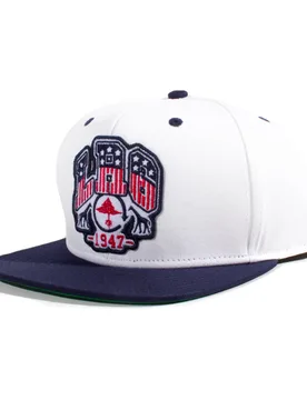 Mens White & Navy 'Magnificent 47' Snapback Baseball Cap Cotton - One Size - Lrg - FashionsVida