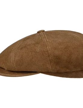 Hatteras Waxed Pigskin Flat Cap by - brown - Size: M (56-57 cm) - Stetson - FashionsVida