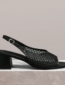 Sandalias de tacón alto con diseño de rejilla tejida, estilo ligero de transporte - Shein - FashionsVida