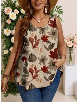 Women'S Sleeveless Top with a Floral Autumn Leaf Design, Loose-Fitting And Stylish - Aliexpress - FashionsVida
