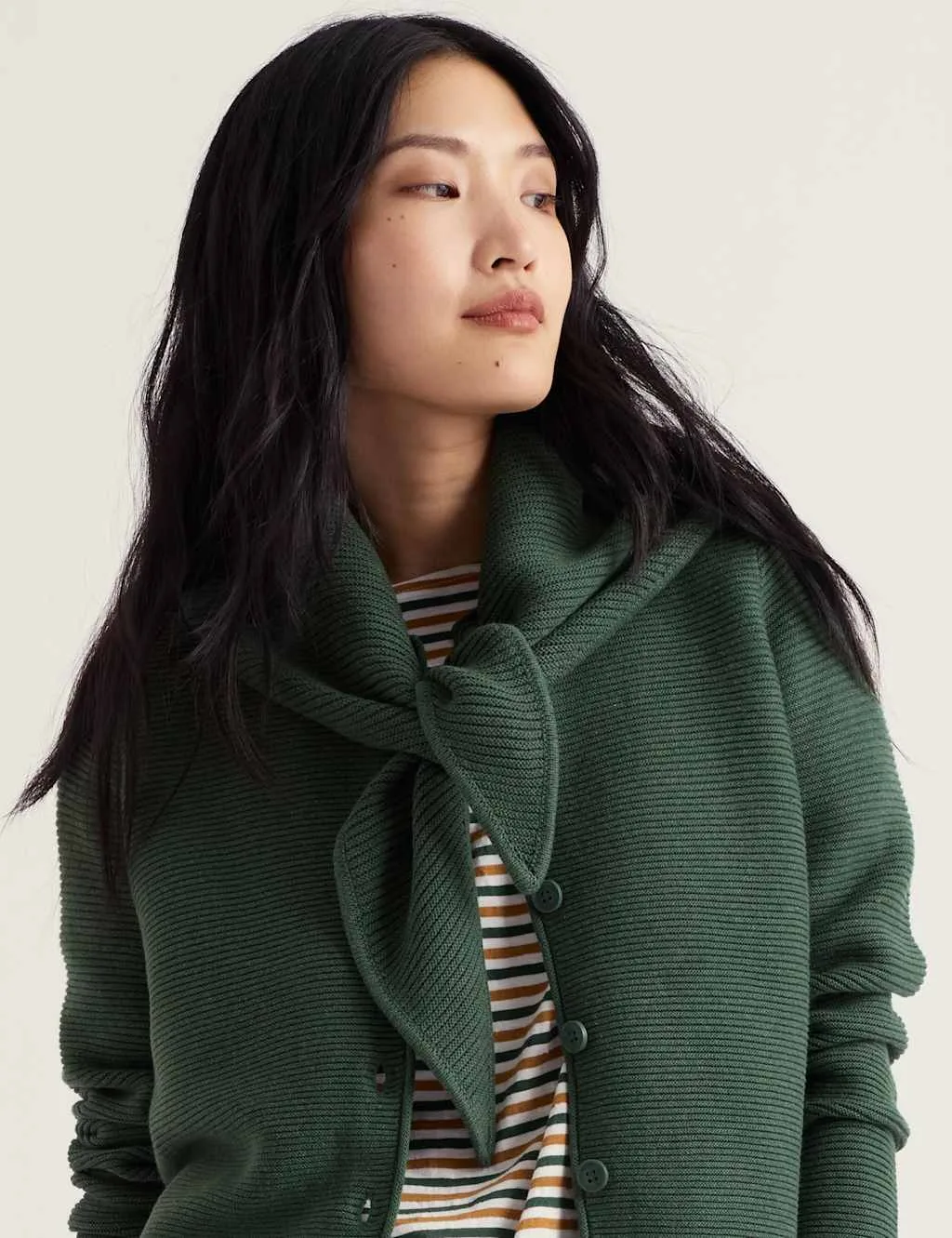 Pure Cotton Knitted Triangle Scarf Green female - Seasalt cornwall - FashionsVida
