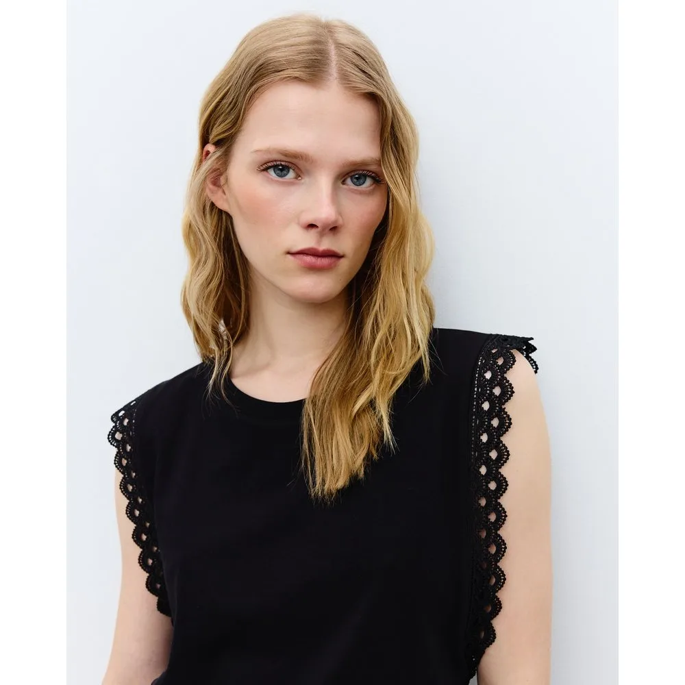 Camiseta de mujer manga corta crochet - Tintoretto - FashionsVida