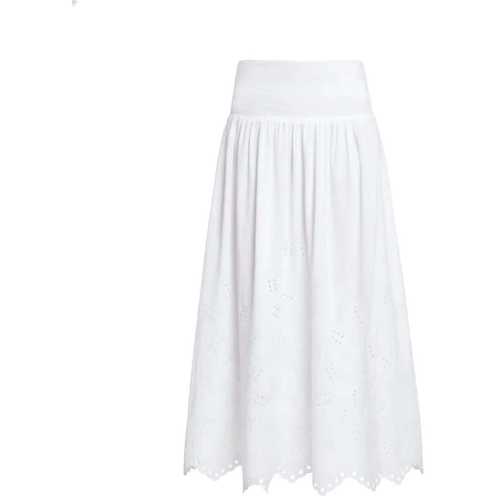 Falda midi con bordados y calados - The-Are - FashionsVida