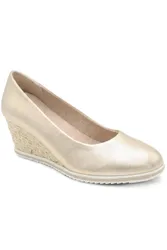 Wedge Heel Espadrille Trim Pumps - Gold - Size: 6