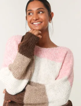 Multi Stripe Knit Jumper - M/L / PINK - female - Blue Vanilla - FashionsVida