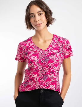 Women's Merica Printed Jersey T-Shirt in Dark Pink Size: 18 - Dark Pink - Size: 18 - Weird Fish - FashionsVida