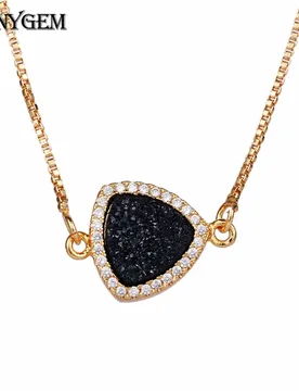 ShinyGem Inverted Triangle Crystal Necklaces Natural Druzy Stone For Women - Aliexpress - FashionsVida