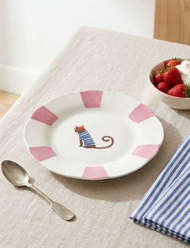 Piatto in ceramica con stampa di gatto - rosa