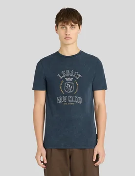 Men's Chest Graphic Washed Cotton T-Shirt Dark Navy - Lyle & Scott - FashionsVida