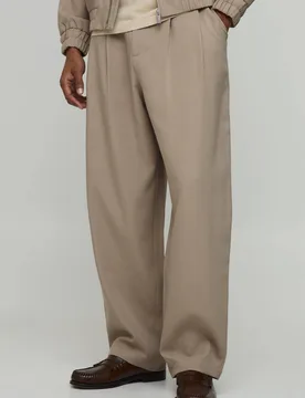 Herren Doppelfalten-Ballonhose Im Co-ord-Stil Mit Schneiderei-Details Taupe Größe 34 - boohooMAN - FashionsVida