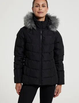 Women's 'Isla' Water Resistant Winter Extreme Down Jacket in Black Size: 10 - Black - Size: 10 - Mountain Warehouse - FashionsVida