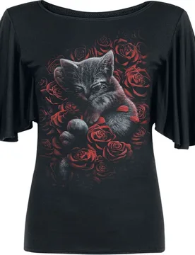 Gothic T-Shirt - Bed Of Rose - XL - für Damen - Größe XL - schwarz - Frauen - female - Spiral - FashionsVida