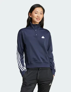 Womens Iconic Wrapping 3-Stripes Snap Track Jacket - Navy - Size X-Small - ADIDAS Sportswear - FashionsVida