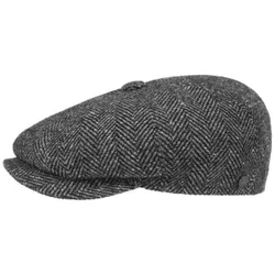 Herringbone Flat Cap by - black - Herren - Size: M (56-57 cm)