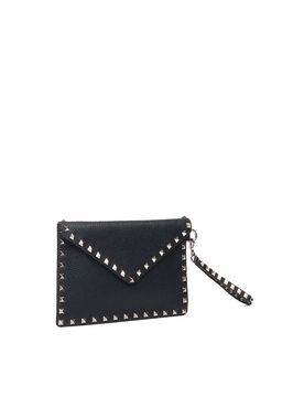 Custodia Rockstud in pelle di vitello granata
