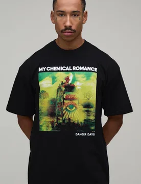 Herren Übergroßes My Chemical Romance Lizenz-Print Oberteil Black Größe Medium - boohooMAN - FashionsVida