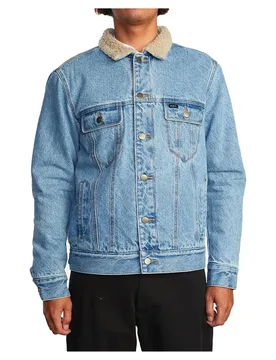 Giacca Di Jeans Waylon Bleached Indigo M - Rvca - FashionsVida