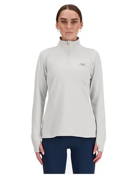 Sport Essentials Space Dye Half Zip Long Sleeve T-shirt Ash Heather 2XL Women - New Balance - FashionsVida