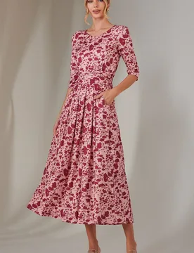 Women's Goldie 3/4 Sleeve Jersey Maxi Dress in Pink Size: 8 - Pink - Size: 8 - Jolie Moi - FashionsVida