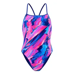 Printed Turnback Swimsuit Brushy Glitch-Hope 32 Women