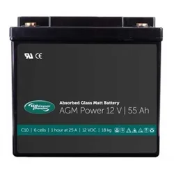 Agm Power Glass Matt Battery 55ah 12v Black One Size unisex