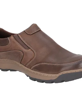 Mens Jasper Slip On Padded Memory Foam Trainers - Brown Leather - Size Uk 9 - Hush puppies - FashionsVida