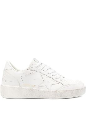 Men's Golden Ball Star Leather Sneaker with Toe Star Detail