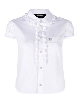 Piccola camicia in cotone con volant