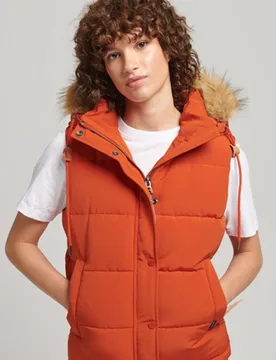 Superdry Damen Everest Kunstfell-weste Orange - Größe: 36 - 129.99 - FashionsVida