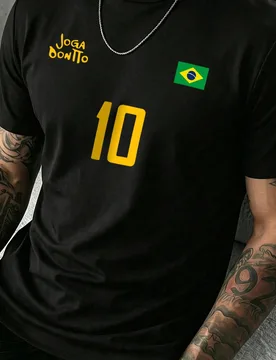 Camiseta gráfica para hombre, jersey de fútbol retro de Brasil, camiseta de fútbol, 100% poliéster de tejido de punto transpirable, diseño de cue - Shein - FashionsVida