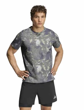 Maglietta A Maniche Corte Adi365 Running Animal Print Iconic Grey Two / Tent Green / Trace Grey L - Adidas - FashionsVida