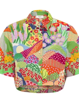 Camisa de mujer corta con estampado - Mirto - FashionsVida