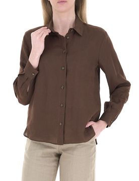LINKS Camicia in lino MARRONE 42