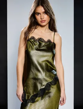 Women's Runway 1.8.1.8 Pu Satin Cami in Olive Size: 10 - Olive - Size: 10 - Debenhams - FashionsVida