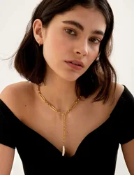 Gold Plated Pearl Waterproof Chain Necklace Gold female