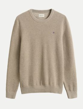 Strickpullover mit Logo-Stick Beige 3XL