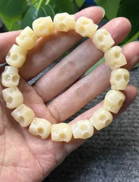 Natural original color camel bone carving skull bracelet, Buddha bead bracelet, chicken oil yellow bone long string - Aliexpress - FashionsVida
